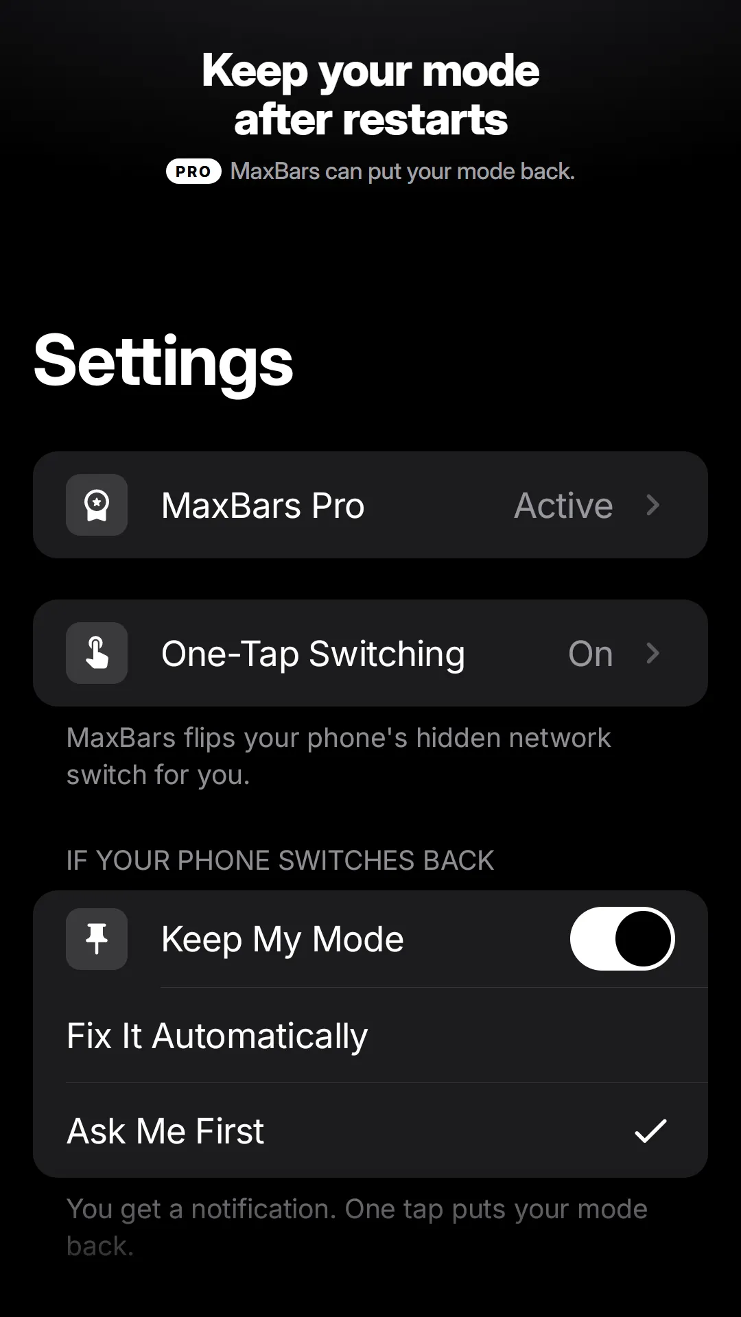 MaxBars: Keep My Mode
